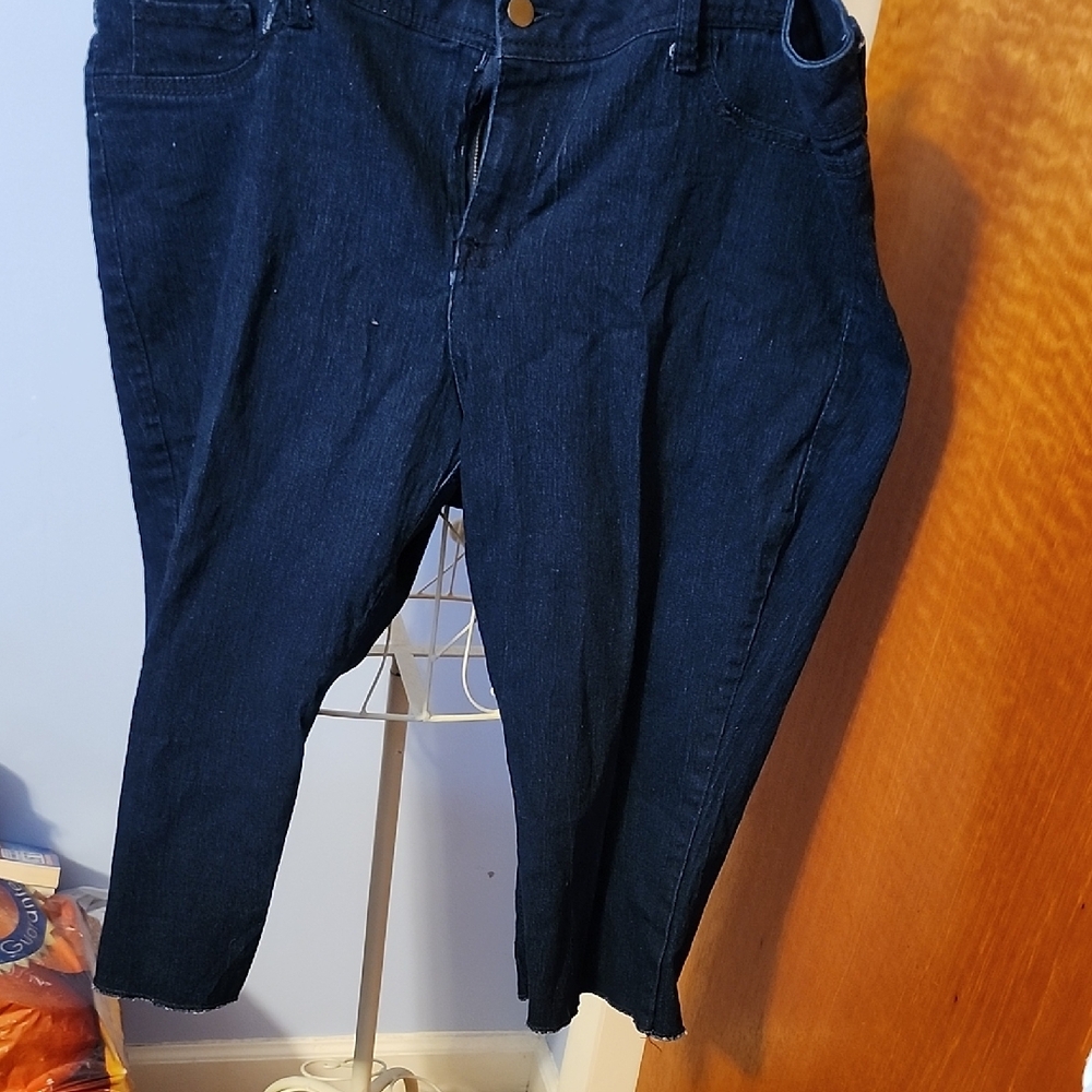 Women's Dark Blue Cropped Jeans Size 22w